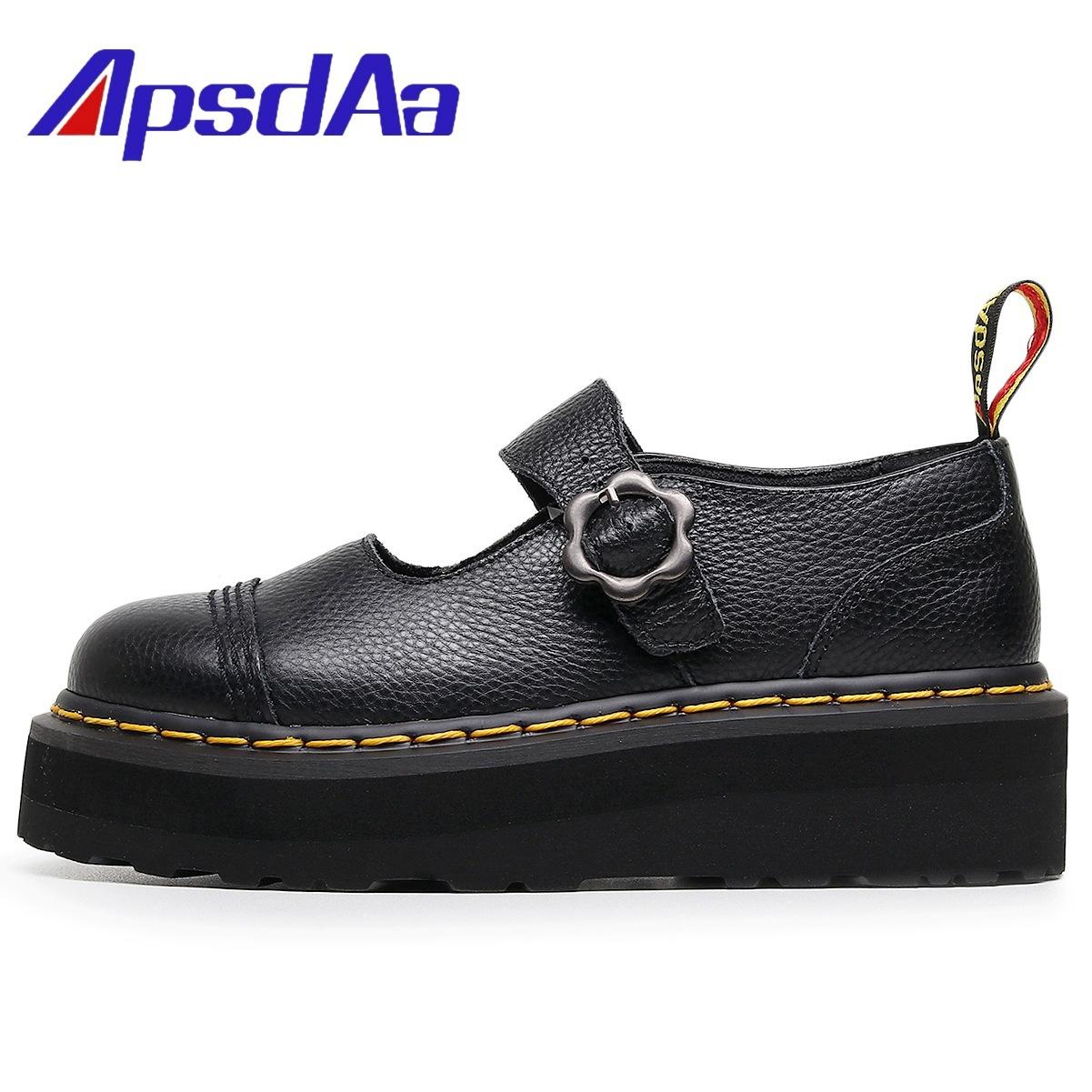 

Легкие туфли Мэри Джейн с толстой подошвой и Т-образным ремешком, женские туфли из кожи первого слоя, ботинки Мартин с тиснением под личи, модные студенческие маффины 35