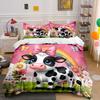Cute Cow With Rainbow Background Print Bedding Set 1 Duvet Cover 2 Pillowcases For Adult And Children Luxury Gift Full Size