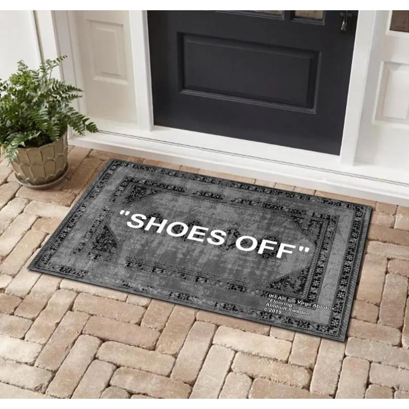 Shoes Off Written Mat Sneakerhead Mat Welcome Mat Door Outdoor Mat Door Entrance Durable Personalized Mats Area Mats Gray Mat