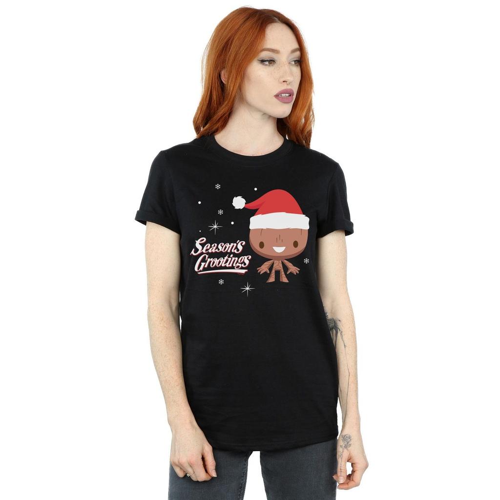 Marvel Womens/Ladies Season´s Grootings Cotton Boyfriend T-Shirt