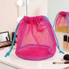 Drawstring Mesh Cosmetic Bag Toiletry Mesh Pouch Dopamine Color Grid Beach Bag, Handheld Toiletry Bag, Miscellaneous Storage Bag