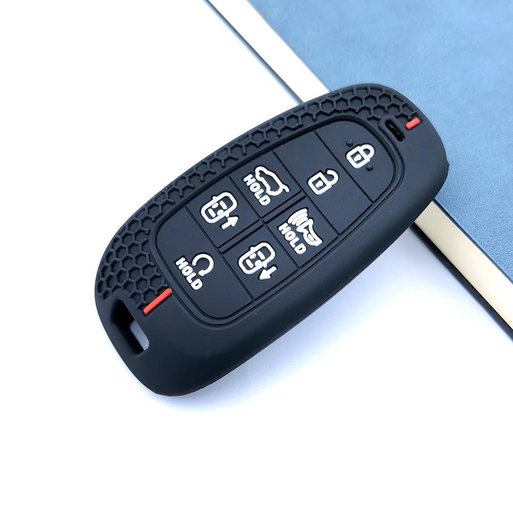7 Buttons Silicone Car Key Cover For Hyundai Santa Fe Tucson Nexo Nx4 Atos Solaris Prime Auto Shell Fob Case Keyshell