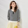 Women's Lyocell Stripe Faux Two-piece Long Sleeve Knit Top