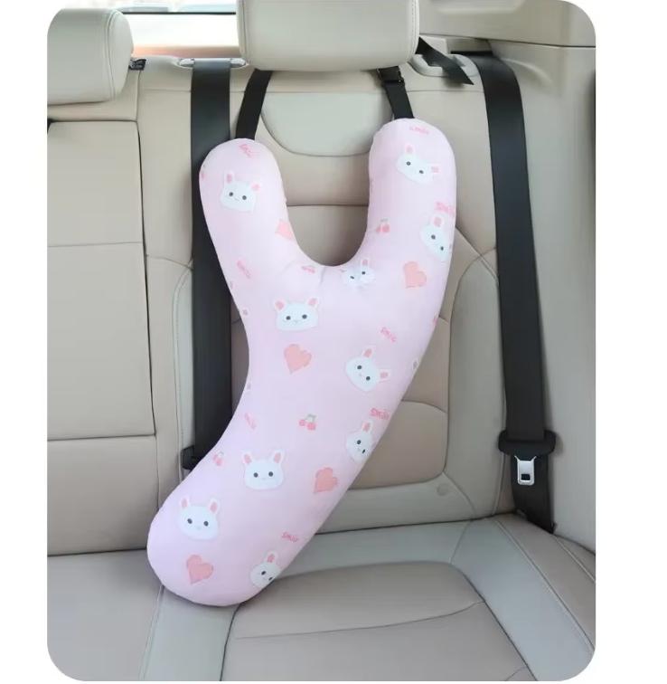 

Kids Y Shape Travel Neck Pillow Adjustable Car Seat Support Airplane Train Comfortable Sleep Durable Fabric Question Mark Design