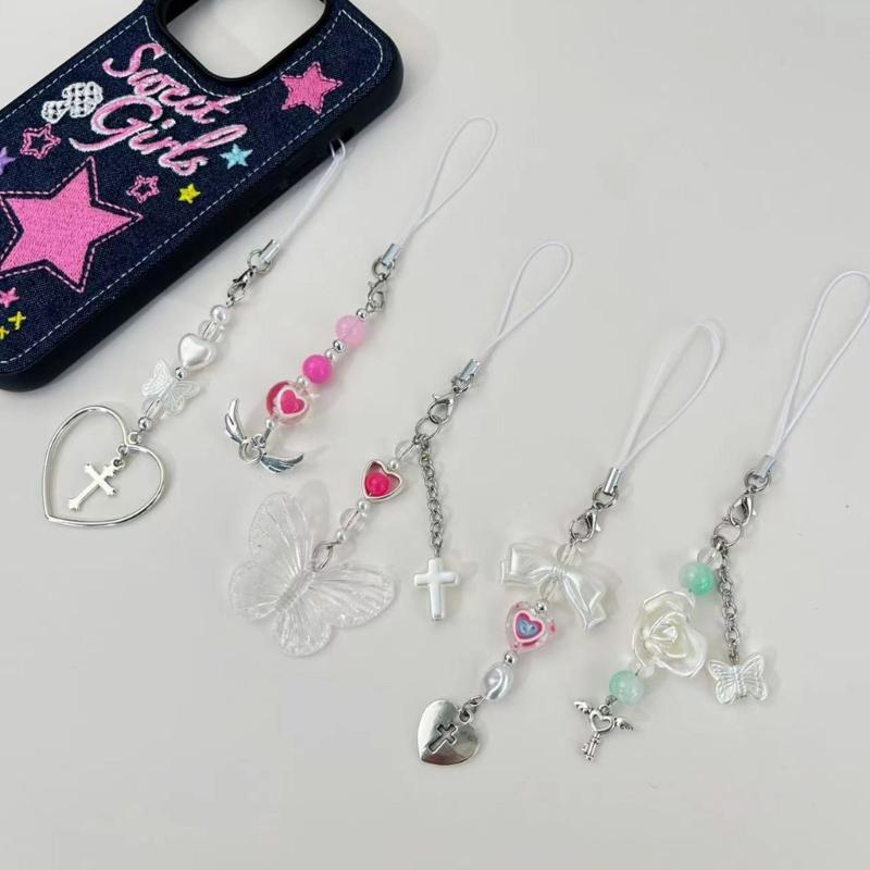 Y2K Style Phone Pendant Cute Shape Keychain Bag Pendants Keyring Sweet Fashion Accessories Acrylic Phone Charm for Phone