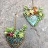 Retro Heart-shaped Succulent Resin Flower Pot Wall-mounted Succulent Display Set, Green Plant Flower Container, Resin Wall Decoration