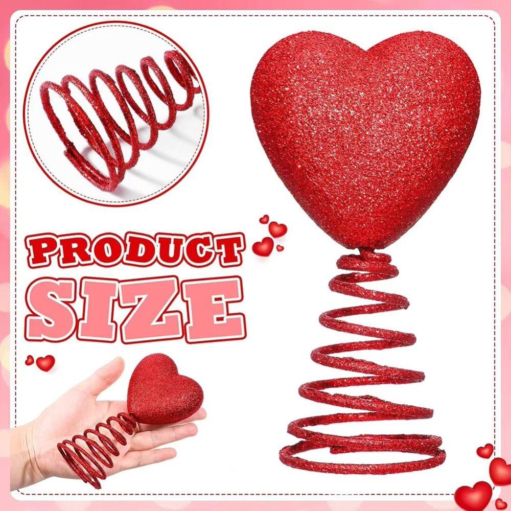 Red Heart Heart Tree Topper Coil Spring Heart Treetop Ornament  Christmas Holiday