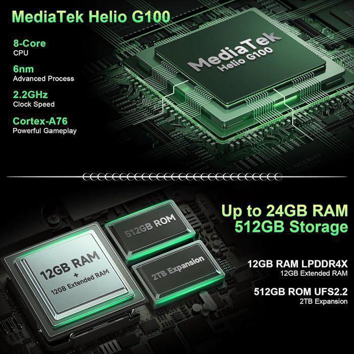 Telephone Portable Incassable Ulefone Armor 33 24Go+512Go 6,95" FHD+ 25500mAh Smartphone Robuste Android 15 1100LM Dural SIM/NFC