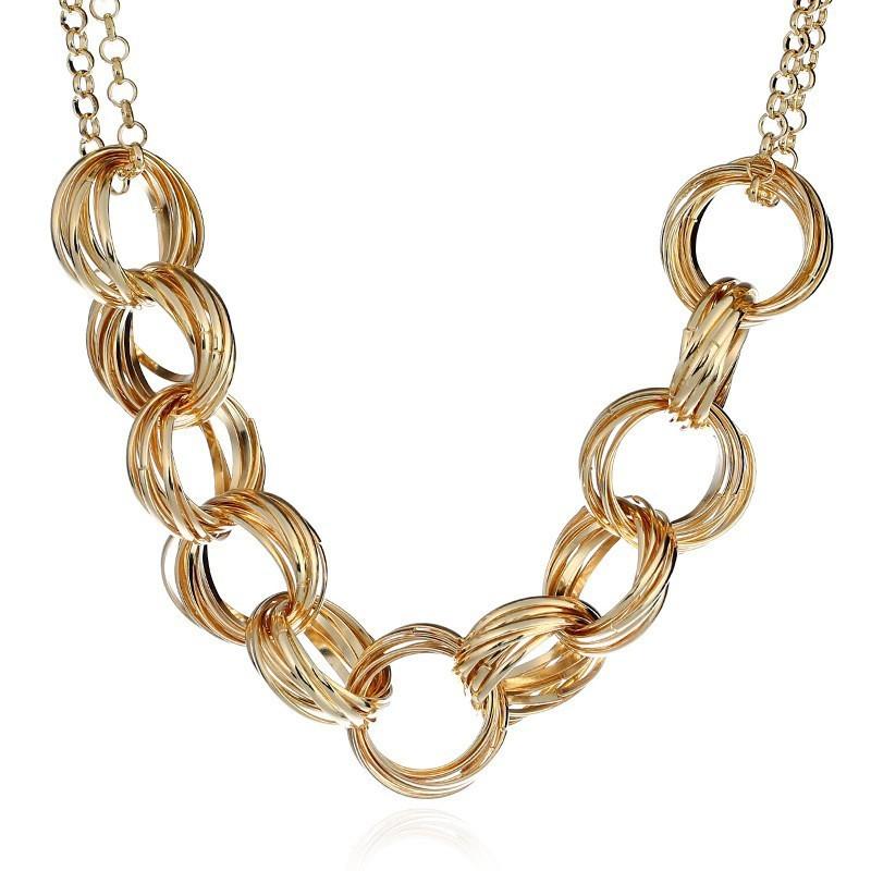 Geometrische Metallkettenhalskette im Vintage-Stil mit Vergoldung für modebewusste Frauen