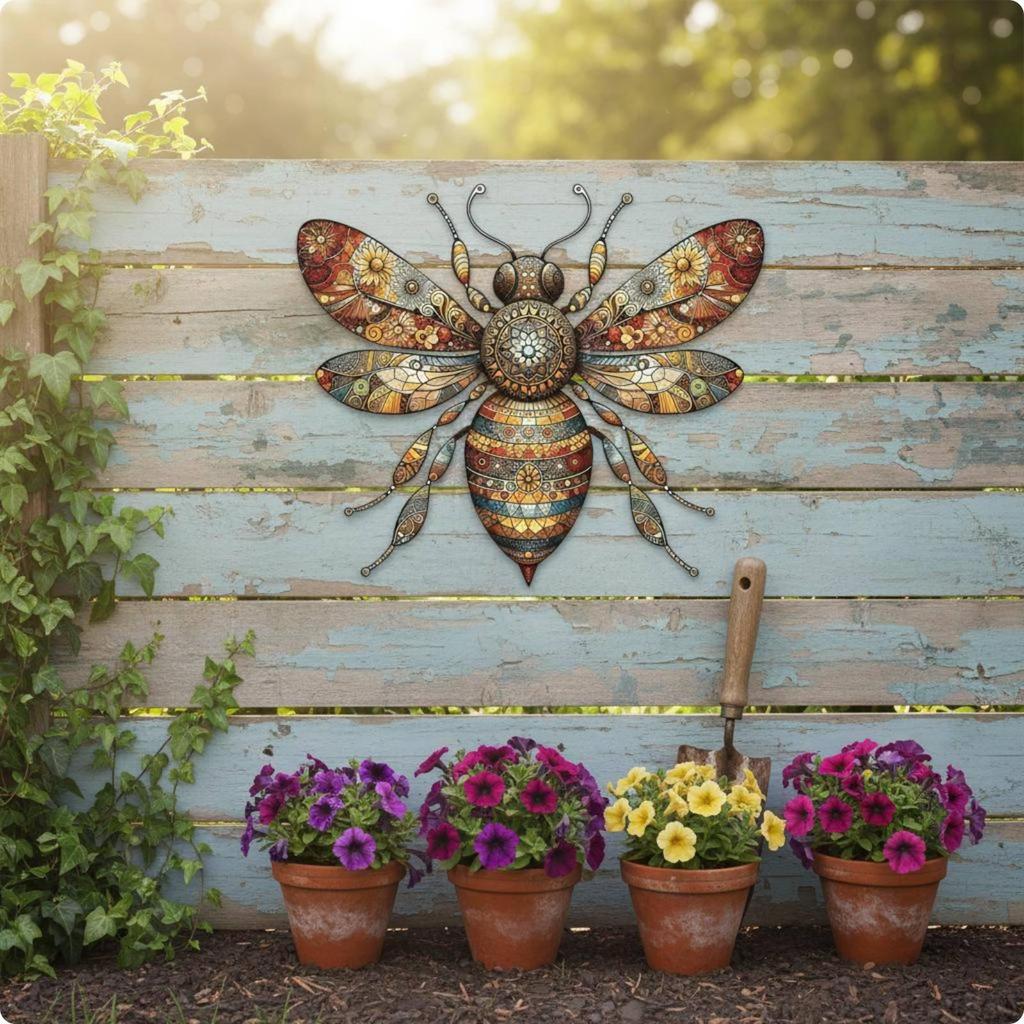 Metal Bee Wall Art Gift Idea Honeybee Decor Easy To Hang House Decoration for Kitchen, Living