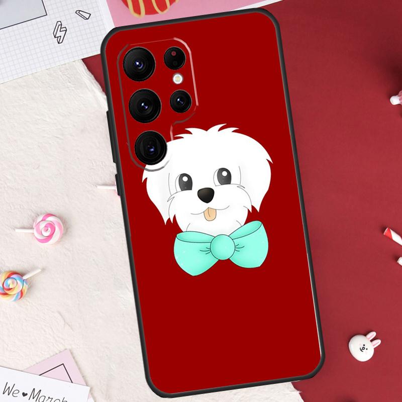 Cartoon Maltese Dog Case For Samsung Galaxy S22 Ultra S20 FE S21 FE S8 S9 S10 Plus Note 10 20 S23 Ultra Cover