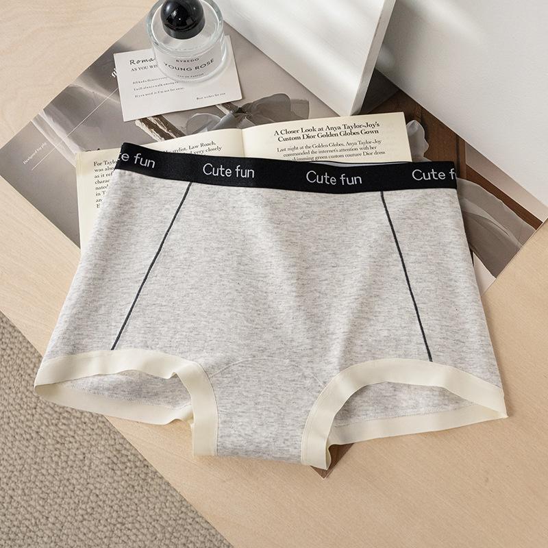 

Women s Spring and Autumn Cotton High Bounce Sports No Trace 10A Antibacterial Flat Angle Underwear XXL сірий