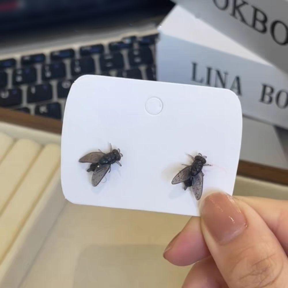 Creative Mini Fly Earrings Prank Insects Small Earrings Cute Flies Studs Earrings  Party Jewelry
