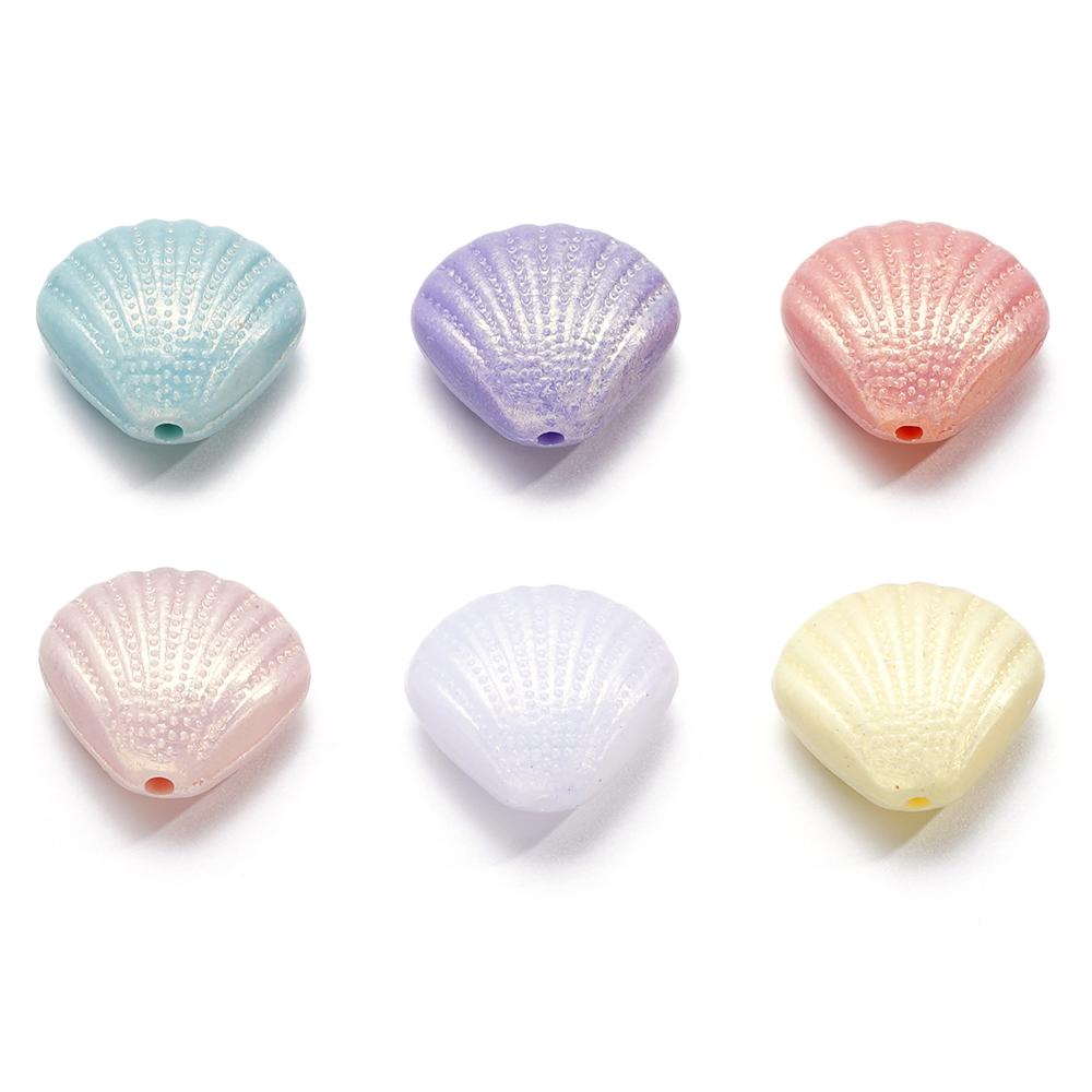 10-20pcs/lot Acrylic Pearl Colored Shell Shape Beads Bracelet Necklace Loose Spacer Beads For DIY Jewellry Handmade Findings