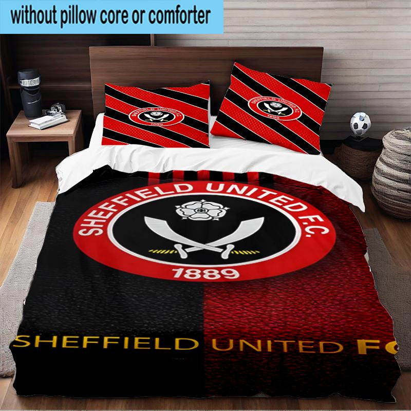 3PCS Global Football Club Sheff Bedding Set,Including 1pc Duvet Cover And 2pcs Pillowcases Perfect for Bedroom, Dormitory, Fan Christmas gift