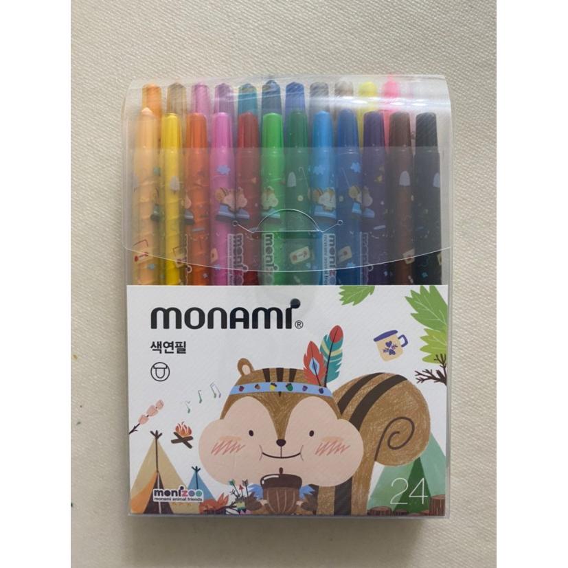 Monami Plastic Twist Up Crayons Color Pencils, Assorted Colors Set 24 Twistables Pens