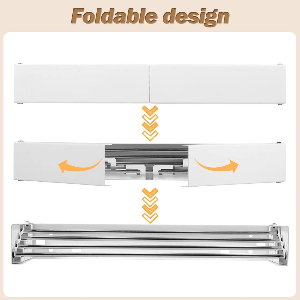 Wall Mount Retractable Clothes Drying Rack Foldable Aluminum Hanging Rods Abs Frame 60Cm Expandable Laundry Rack