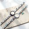 Vintage Italienisches Charm-Armbanduhr Bunt Strass Y2K Edelstahl Modulare Uhr Abnehmbare Glieder Ästhetischer Schmuck