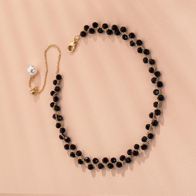 Black Zircon Necklace Clavicle Chain Retro Elegant Woman Trend Jewelry