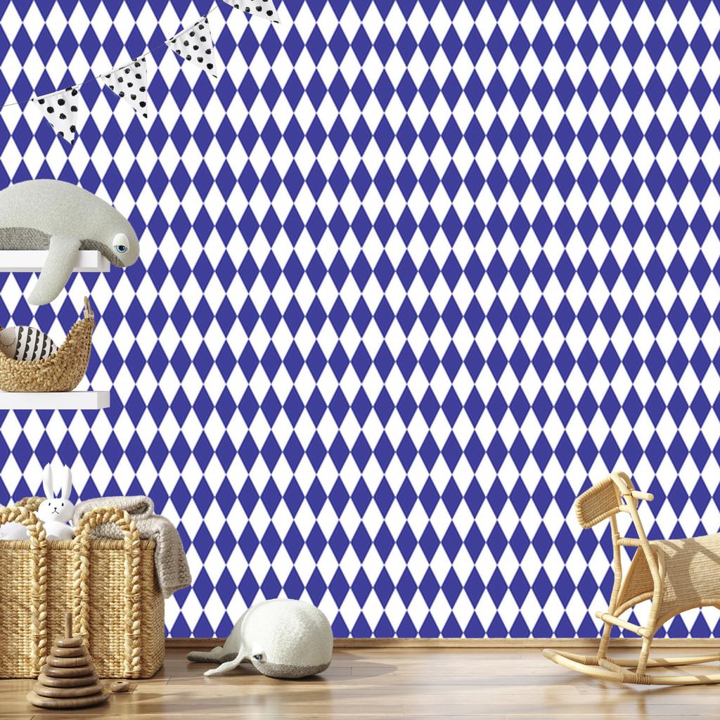 Harlequin Diamonds Wallpaper Blue and White for Living Room and Bedroom 50x1000