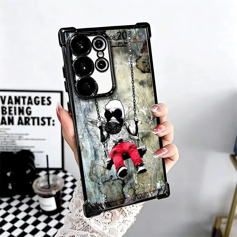 B-Banksy Art Graffiti Artist Plating Phone Case For Samsung Galaxy S24 S25 FE S26 Edge S23 Ultra S22 S21 Plus S20 Anti-Fall Aira