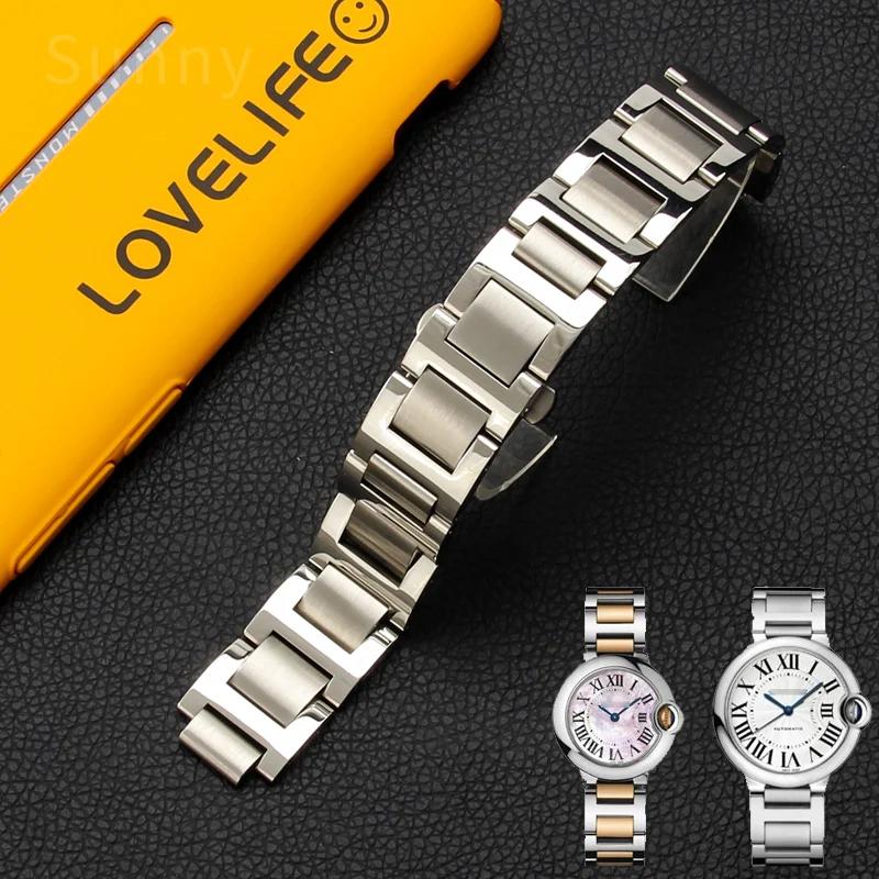 Solidny stalowy pasek do zegarka Cartier Blue Balloon Pasek stalowy Wypukły interfejs Łańcuszek do zegarka Męski Damski 8mm*14mm 16mm 12mm*20mm