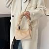 Winter Soft Plush Women Shoulder Underarm Bags Simple Solid Color Ladies Pleated Strap Handbags Portable Female Phe Bag Purse