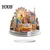 Christmas Atmosphere Table Ornament 2D Acrylic Ferris Wheel for Holiday Tree, Durable Transparent Craft Display Board, Decoration, Xmas Party Supplies