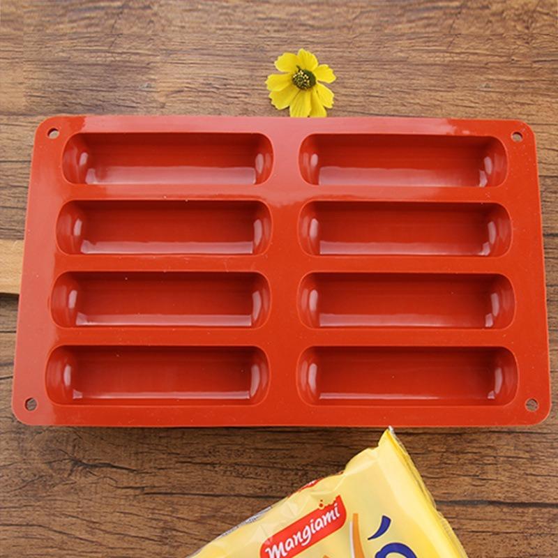 8 Cavity Silicone Cake Mold 3D Long Strip Silione Molds Mousse Cake Silicone Baking Molds French Dessert Chocolate Mold Bakeware