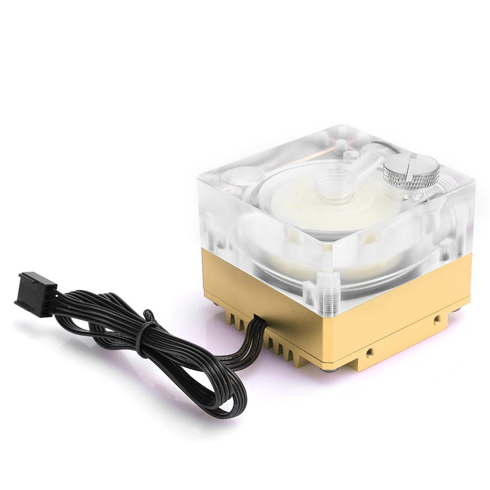 Water Cooling Pump Acrylic Aluminum Computer Accessory Heat Sink Mute for PWM Speed ControlGolden