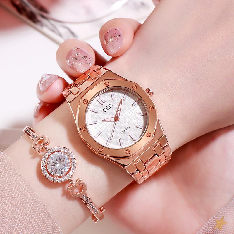 Fashion Atmospheric Steel Belt Women'S Watch With Casual Waterproof Quartz Watch