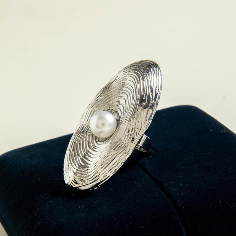 Jewelry Alloy Hollow Sun Pearl Ring, Geometric Irregular Flower Leaf Ring Set