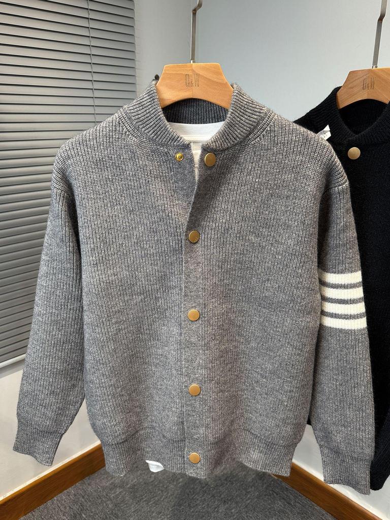 2025 Men's Autumn/Winter Korean Style Thick Baseball Collar Knit Cardigan Jacket