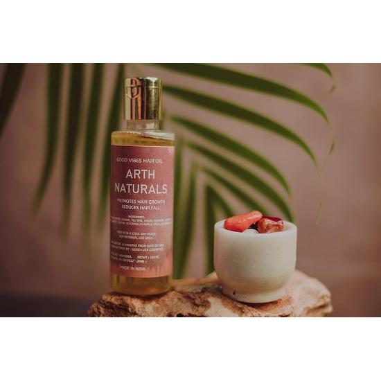 Arth naturals -Hair growth -Dandruff free- Cruelty free- Vegan - Natural ingredients -Good Vibes Hair oil - Unisex product - Made in India - 100 ml -