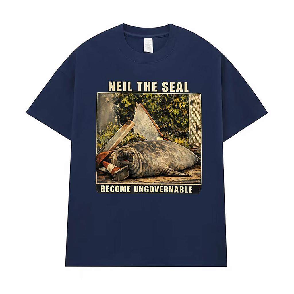 Neil la Foca Diventa Ingovernabile Magliette Grafiche Divertenti Meme Unisex Moda Unisex Umorismo Kawaii T Shirt Top Estivi T Shirt Girocollo