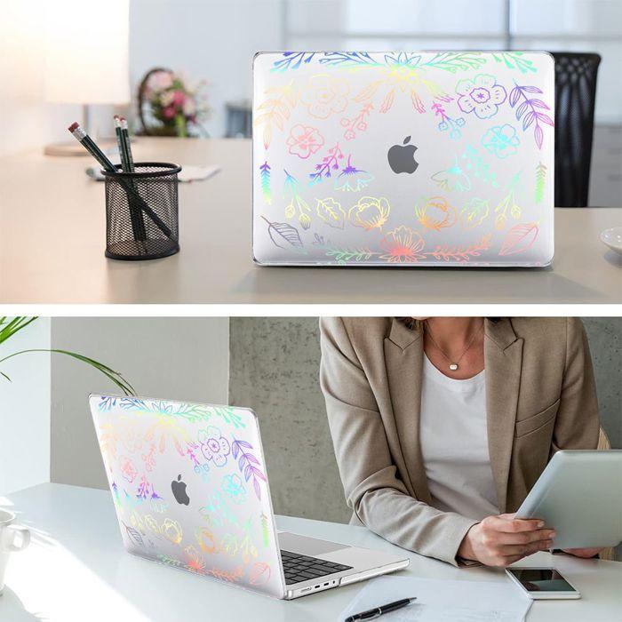 Coque pour MacBook Pro 14 Pouces 2024 2023 2021 M4 M3 M2 M1 Pro/Max, Protection Rigide Transparent Motif Plante
