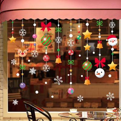 Santa Claus & Snowflake Window Stickers - Christmas Glass Decals