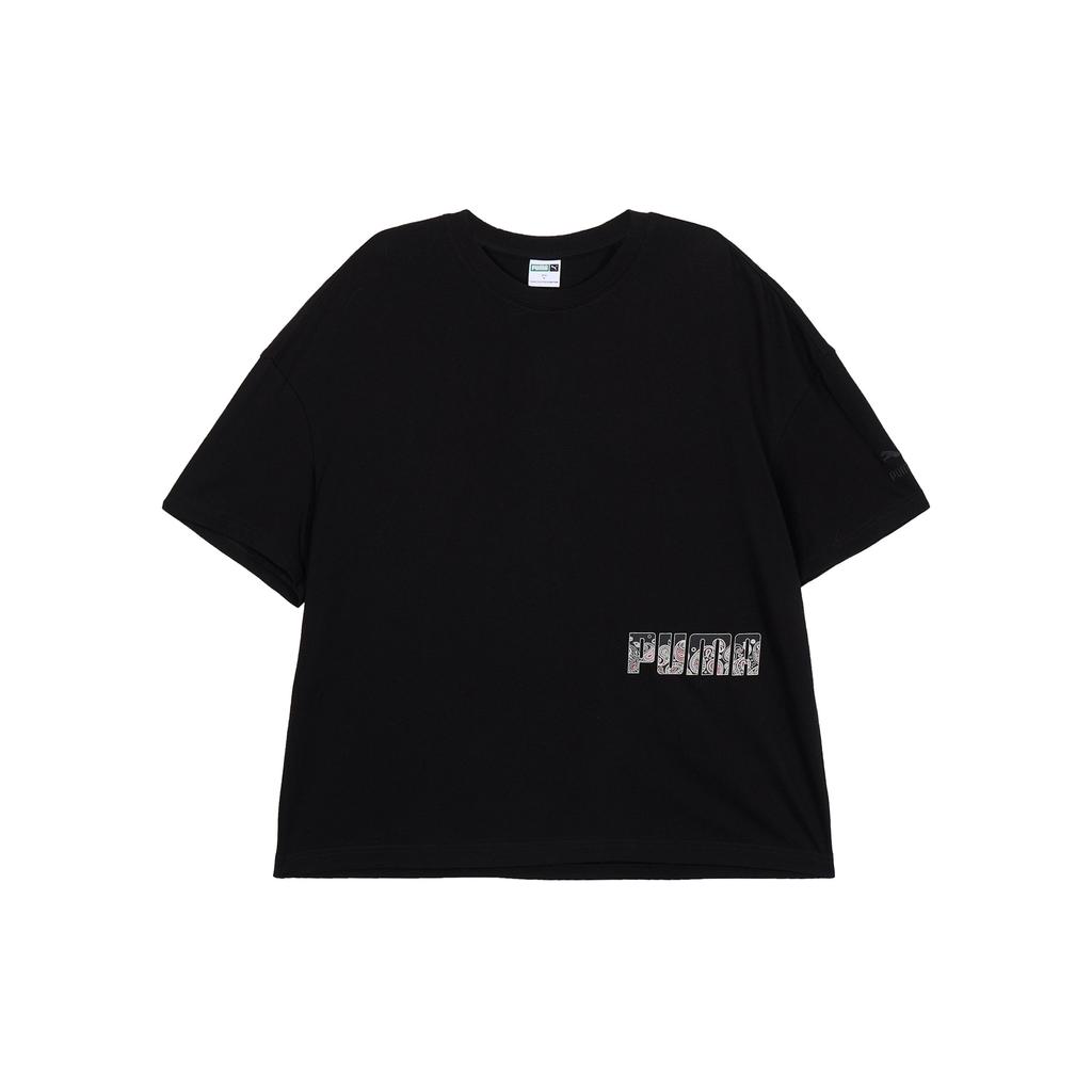 Puma Letter Print Breathable Sports Casual American Vintage Short Sleeve T-Shirt Men Tops Black 539500-01