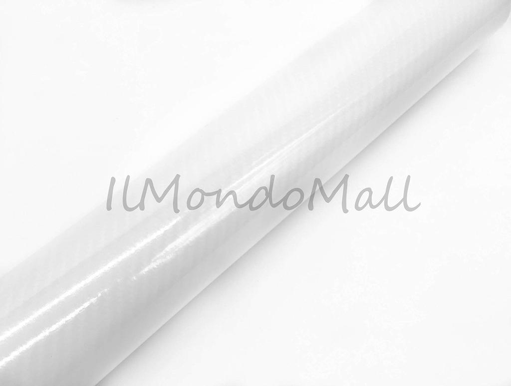 IlMondoMall 4D Karbonark Høyglans Karbonlook Karbonklistremerke Blank Hvit