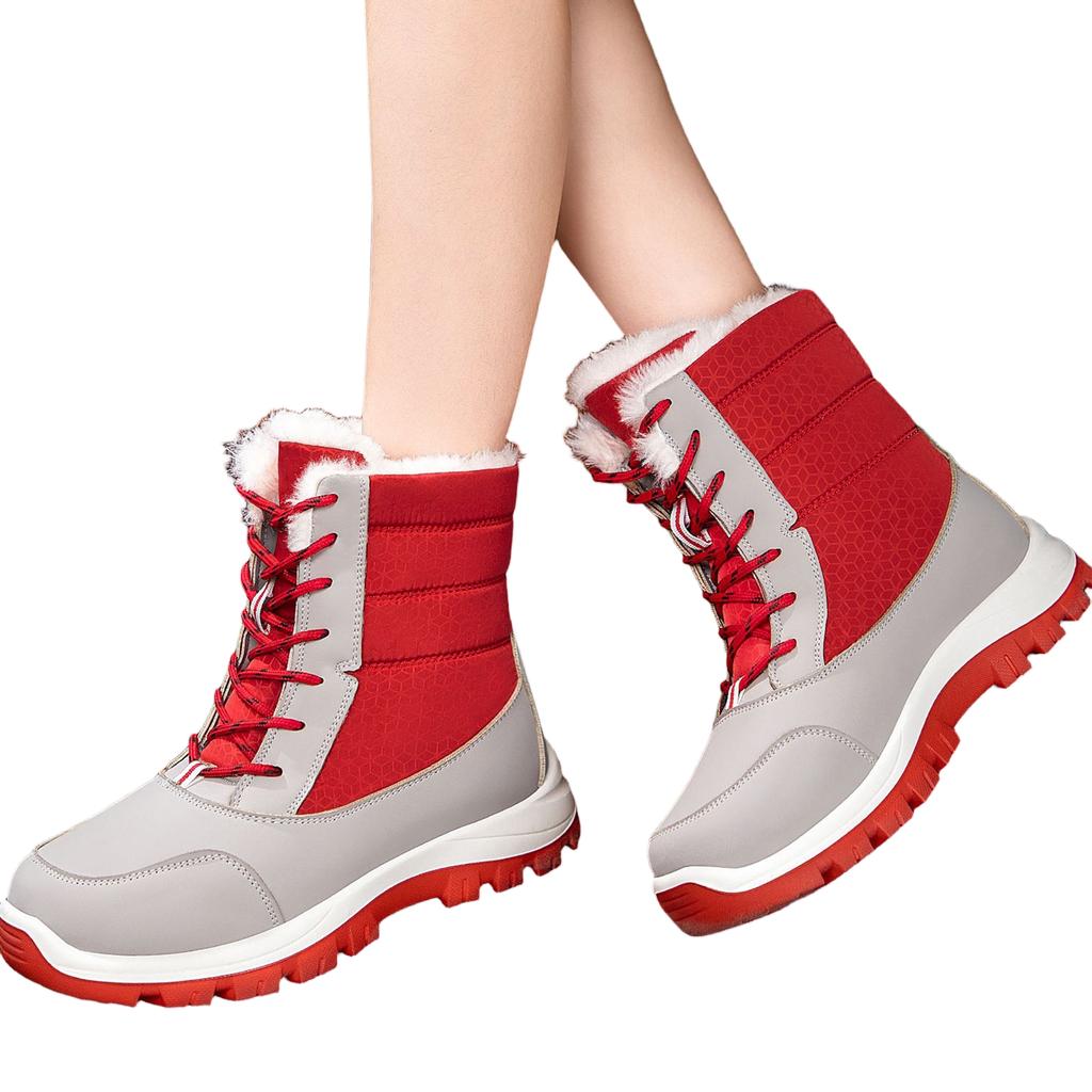 Women's -Lined High-Top Snow Boots with Non- and Lace-Up Closure for Winter