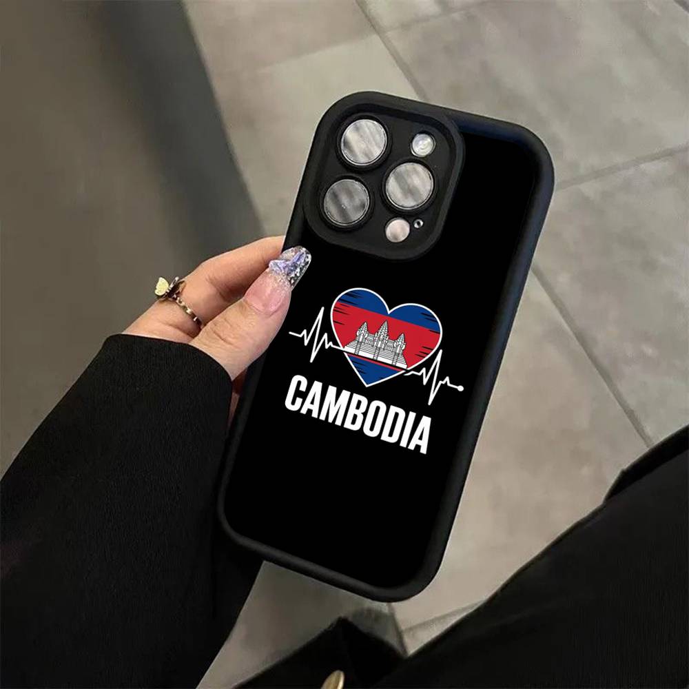 Cambodia Flag Soft Silicone Case For iphone 17 Air 16 15 14 13 12 11 Pro Max Plus Shockproof TPU Phone Cover