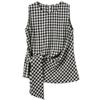 Women's Plaid Round Neck Sleeveless Tie-Strap Blouse