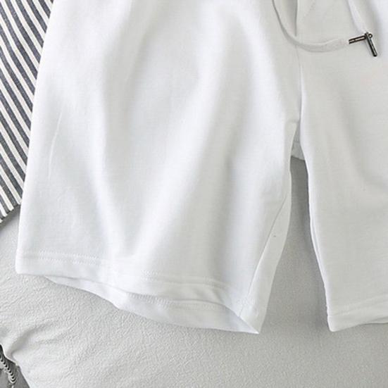 Men Shorts Solid Color Loose Elastic Waist Colorfast Students Shorts for Daily Wear