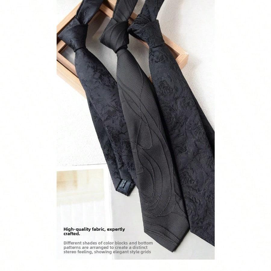 Three-dimensional craft tie black white retro versatile luxury high-end suit shirt accessories women and men young trend