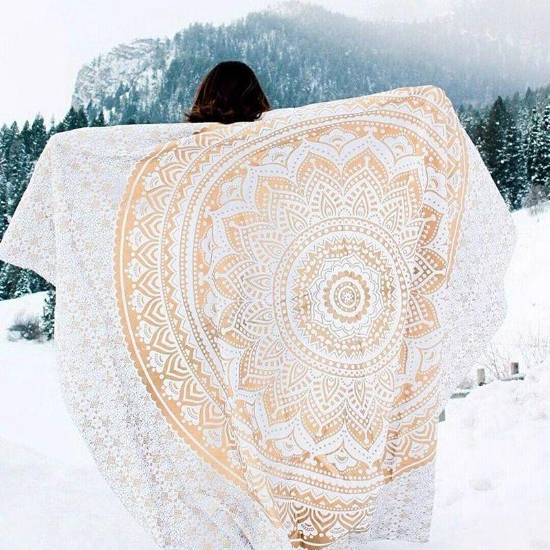 Large Golden Ombre Mandala Wall Tapestry Traditional Indian Hippie Room Decoration Oriental Artist Indian Bedroom Hanging