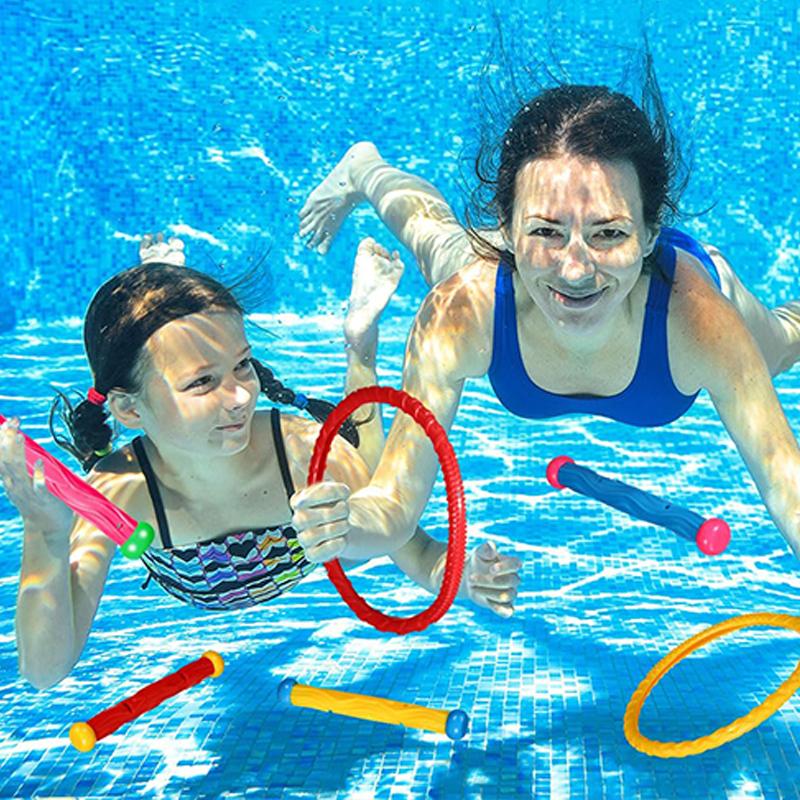 Diving Toy Set Summer Swimming Pool Accessories Torpedo Seaweed Children Water Toys Multiple Combination Snorkeling Training TMZ