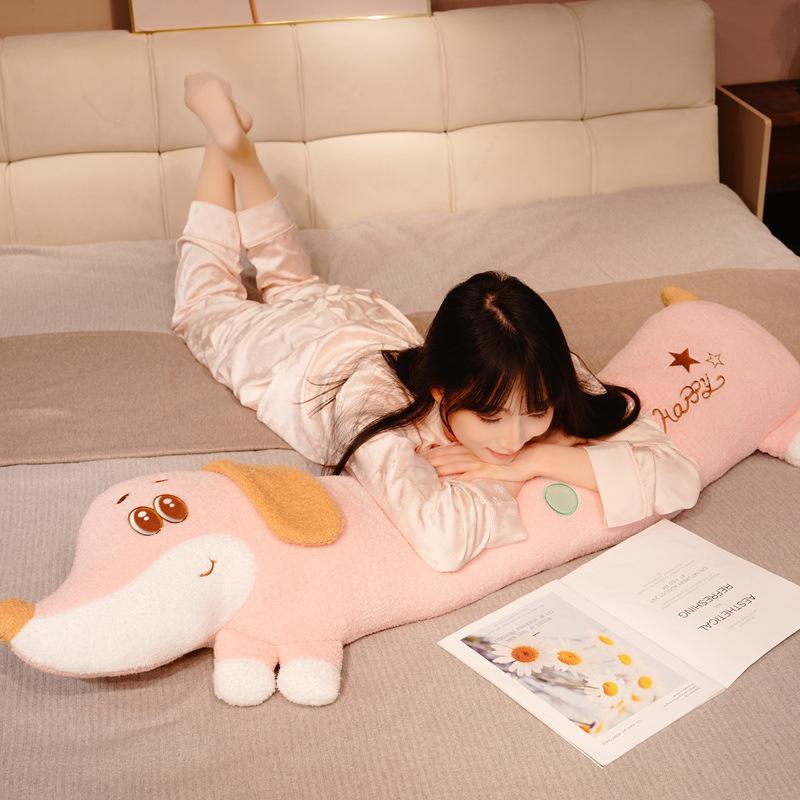 Cartoon Soft Dachshund Dog Long Throw Pillow Plush Toy Doll Lying Down Dog Doll Girl Soothing Rag Doll