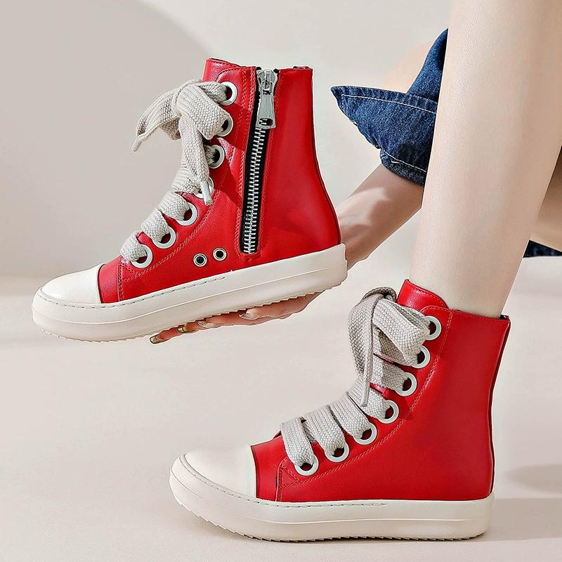 Fashionable Street Boots, College Style Boots, Big Eyelets, Short Boots
