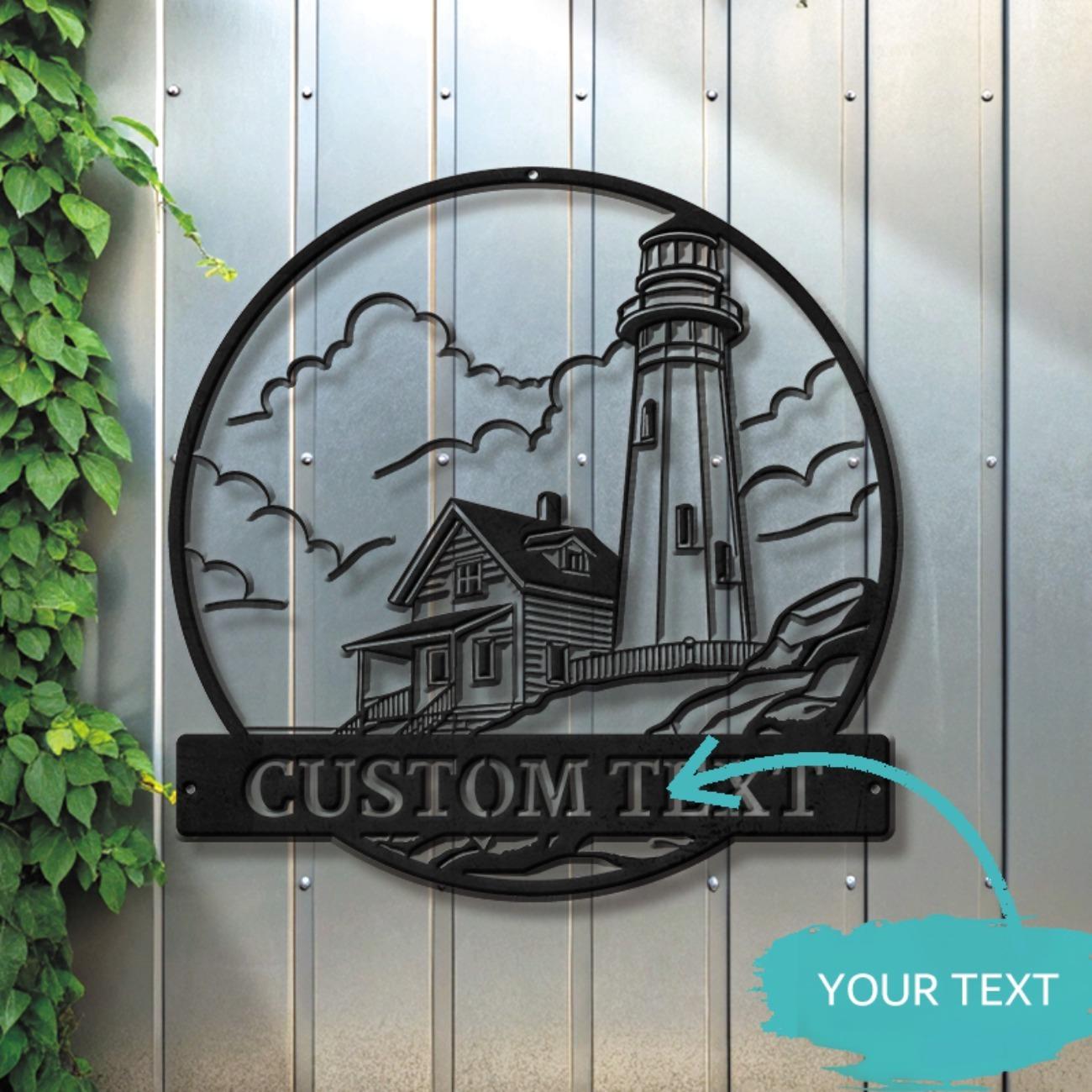 Custom Nautical Lighthouse Metal Wall Art Personalized Coastal Decor Home Beach House Rustic Durable Gift S