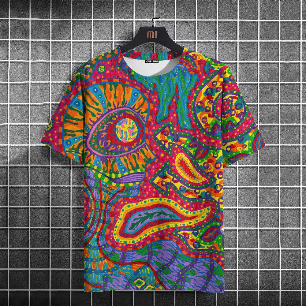 New Summer Men's T-Shirt 3D Ethnic Style Print Short Sleeve Casual Fashion T-Shirt for Men O Neck Tops Oversized Men's Clothing